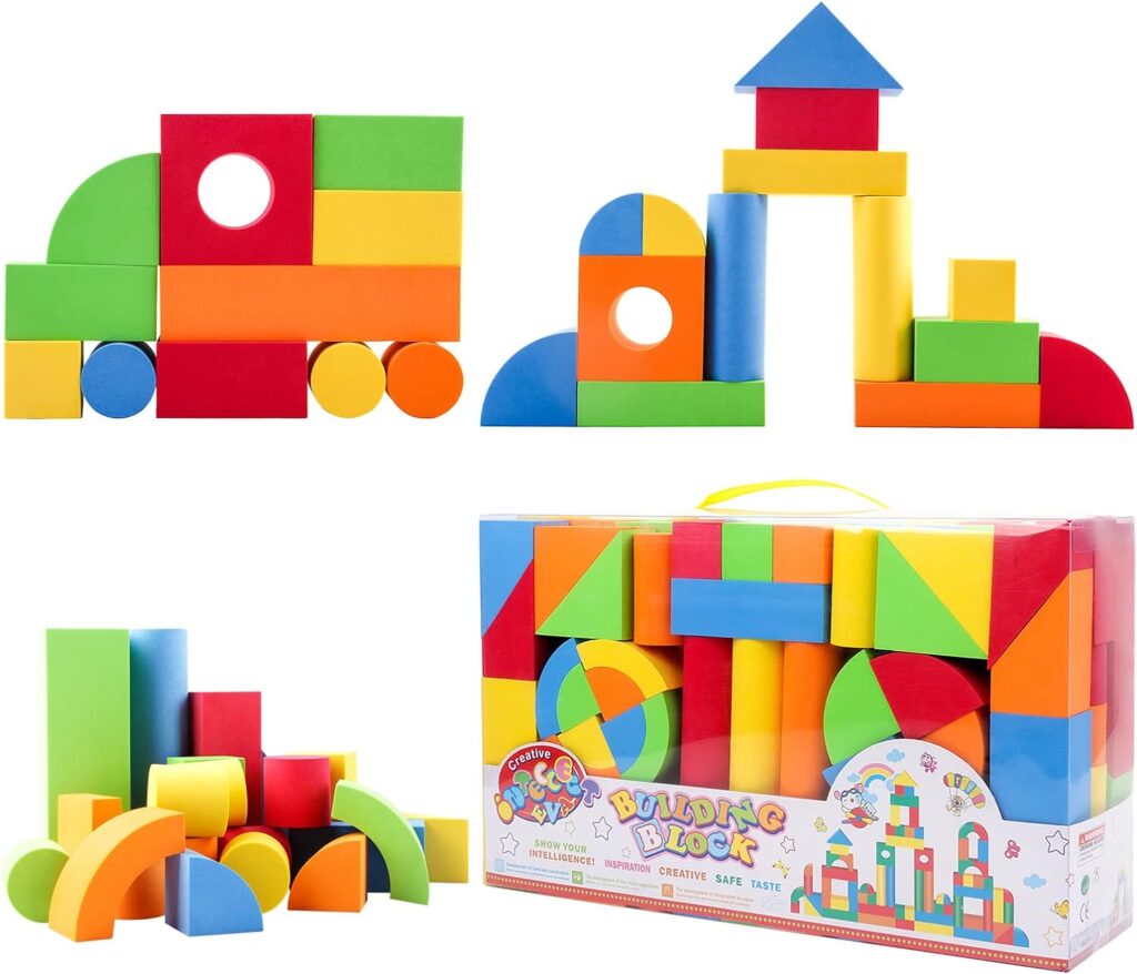 DeAO giant building blocks, foam toy for childrens creative learning set of 131 pieces.