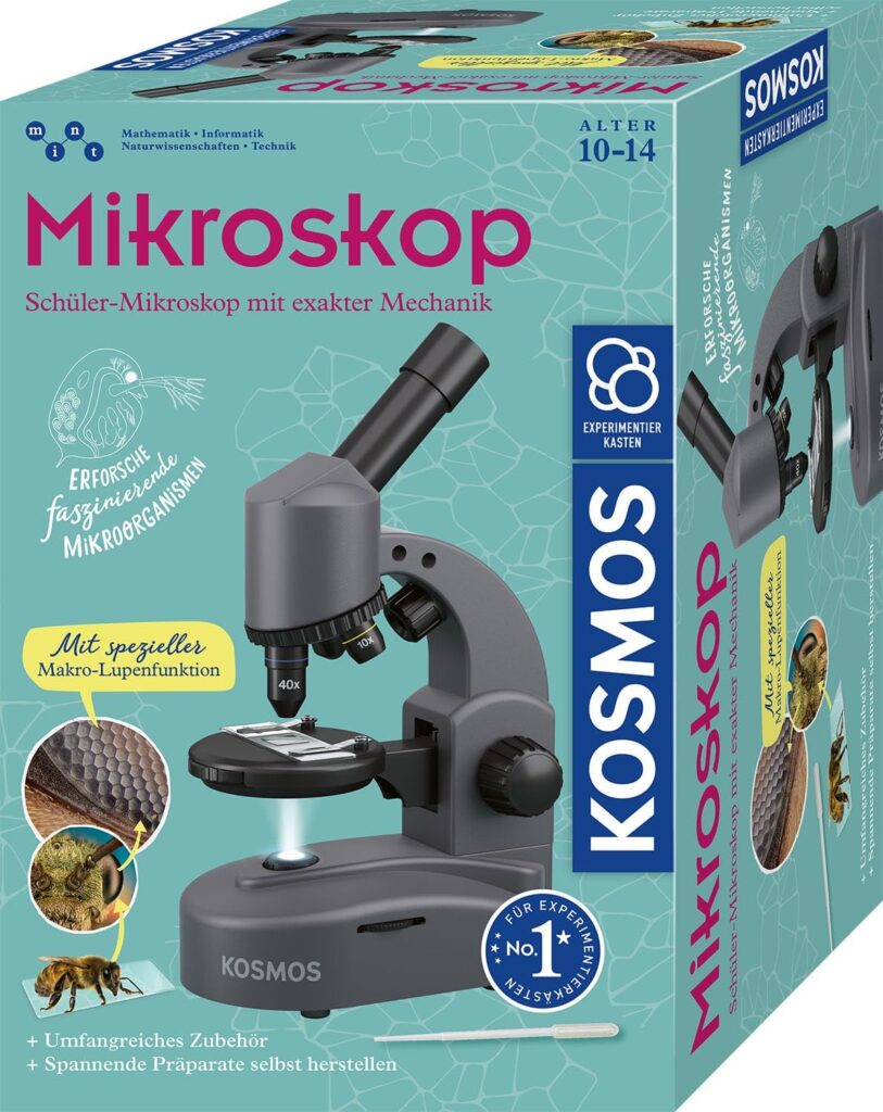 KOSMOS 636098 Microscope Experiment Box for Children, Students Microscope, Microscope for Children from 10 Years, Gift for Children, Kosmos Microscope for Children from 10 Years