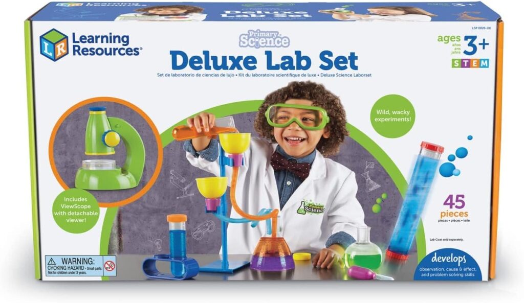 Learning Resources Primary Science Deluxe Lab Set, 20 Science Experiments for Children, Realistic Lab Instruments for Children, STEM Toys for Preschool Children, 45 Pieces, 3+