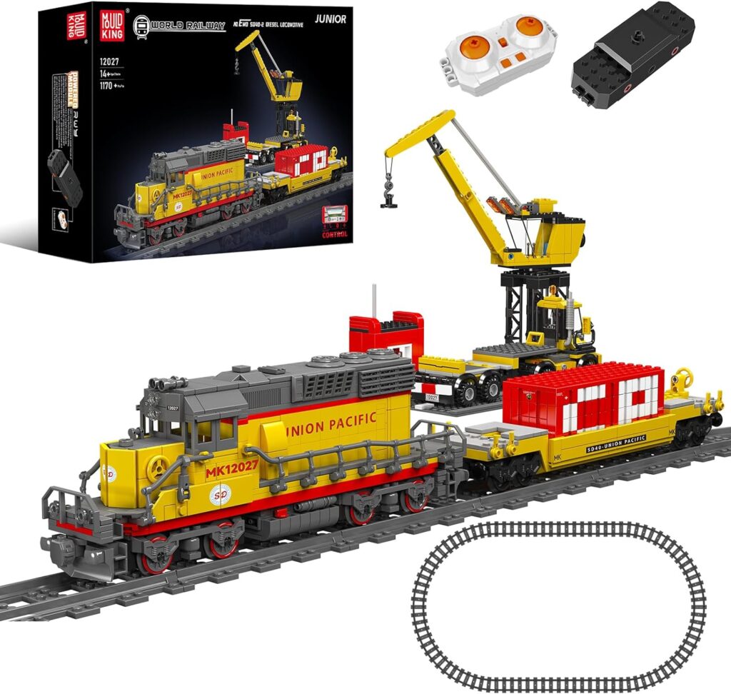 Mould King 12027 Technik Train Railway Building Blocks Model, 1170 Pieces Diesel Locomotive Remote Controlled Train Model Kit Building Block Set as Toy/Gift/Collectibles