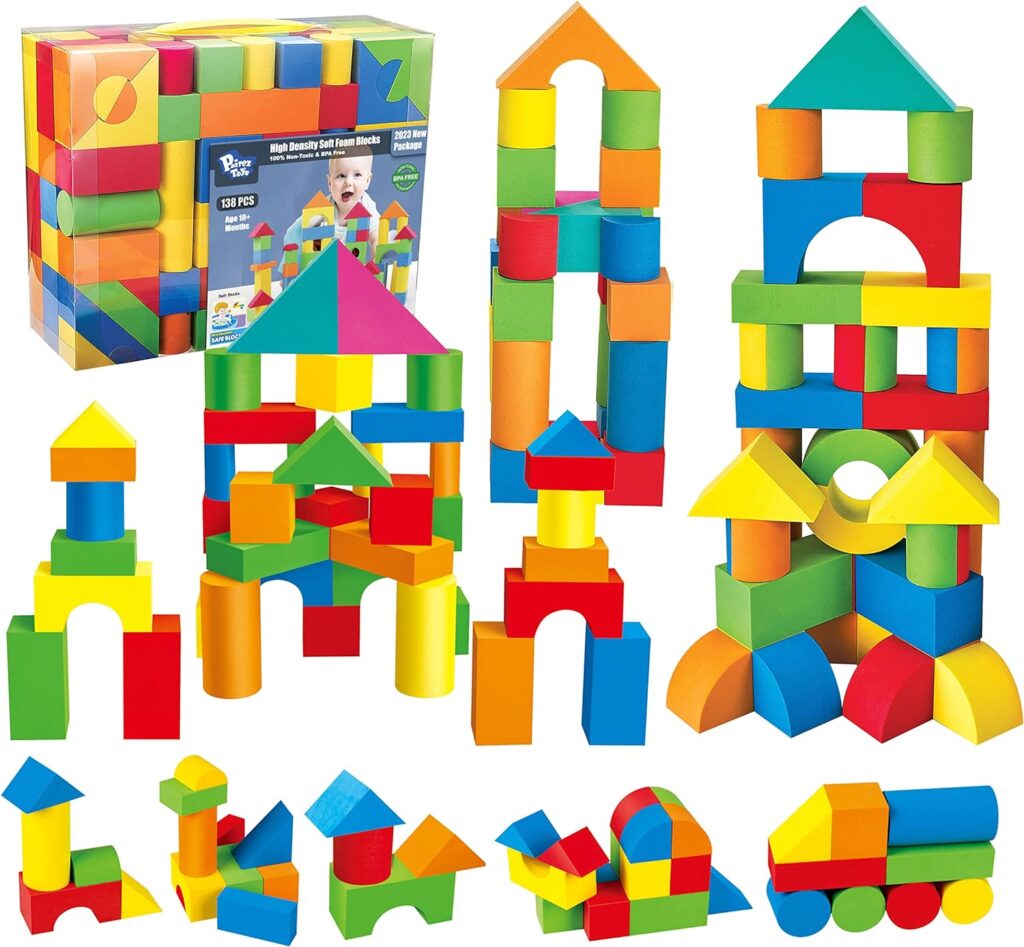 Pairez Toys 41 Piece Foam Building Blocks Set for Toddlers and Babies, Bathtub Building Blocks, Early Childhood Educational Toy, Suitable for Ages 18+ Months and 2-4 Years