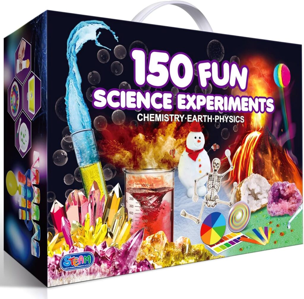 UNGLINGA Childrens Science Kits with 150 Experiments for Boys Girls Science Toys Gifts Birthday, Break Geodes, Volcano, Chemistry Physics STEM Project Activities