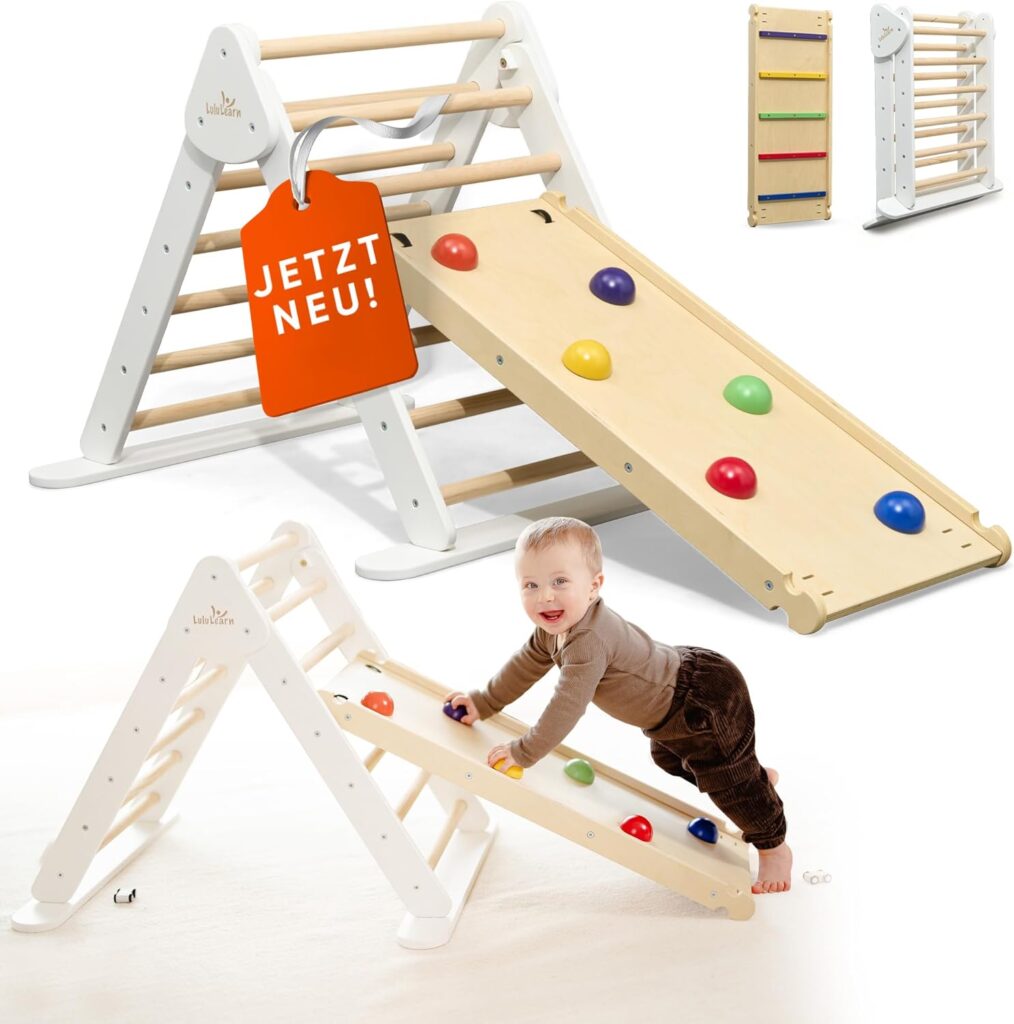 Lululearn® Climbing Triangle [Ultra Safe] - Ideal as a Climbing Frame Indoor  Outdoor Toy - Climbing Ladder, Montessori Toy for Active Play - Discover Now! (White)